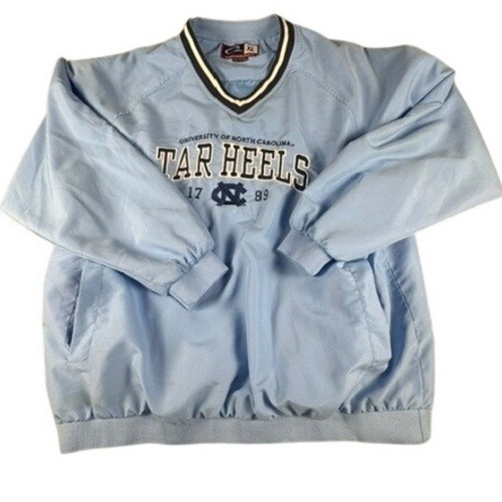 UNC Tar Heels‎ Mens XL Cadre Windbreaker Pullover V-Neck Blue Embroidered NCAA